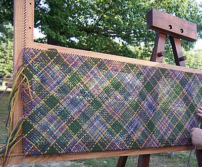 A project well under way on the Spriggs 7-ft Adjustable Rectangle Frame Loom