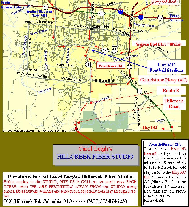 Map to Hillcreek Fiber Studio
